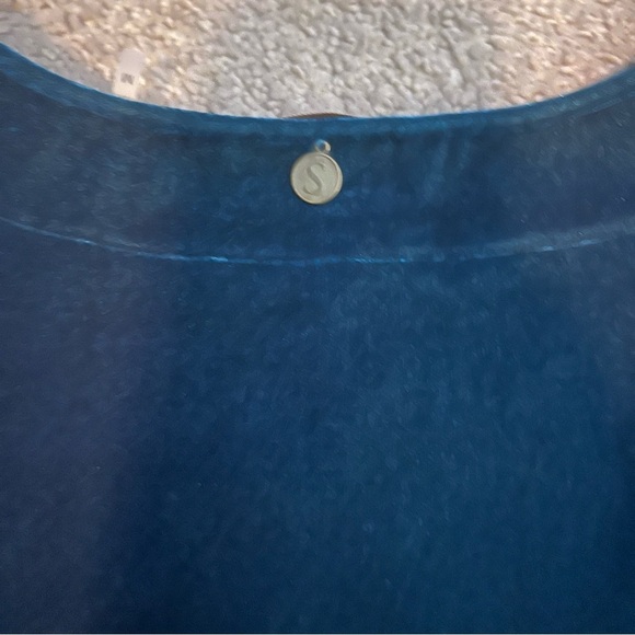 Soft Surroundings Green Velvet Faux Wrap V Neck Velour Blouse Medium - Picture 6 of 7